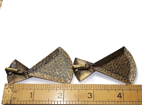 LARGE Hammered Triangle Dangle Earrings - image 3