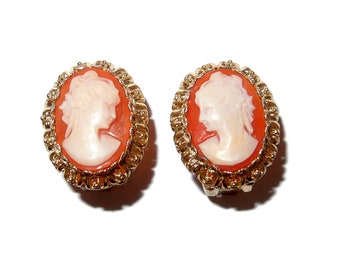 Italian Sterling Cameo Clip-on Vintage Earrings