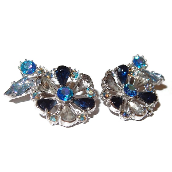 LARGE Dimensional Fruit Salad Blue Rhinestone Vin… - image 2