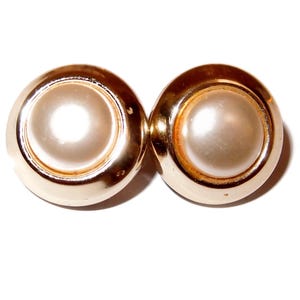 Round Gold-tone Faux Pearl Clip-on Earrings
