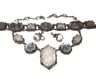 1800s Glass Made in CZECHOSLOVAKIA Necklace Bracelet Earring Set