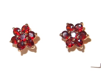 Red Crystal Stud Vintage Post Earrings