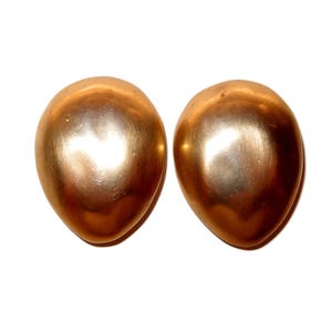 Large 80s LES BERNARD Gold-tone Teardrop Earrings