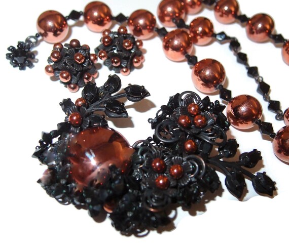 Rare Horseshoe MIRIAM HASKELL Japanned and Copper… - image 3