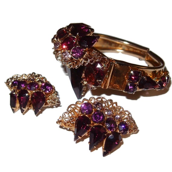 BLOWOUT SALE Outrageous Purple Crystal and Rhines… - image 1