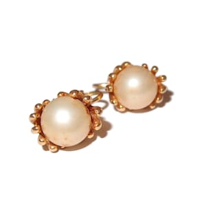 Large Pearl Bead Clip-on Vintage Earrings