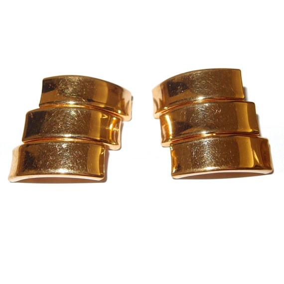 Gold-tone Stacked 80s Post Earrings