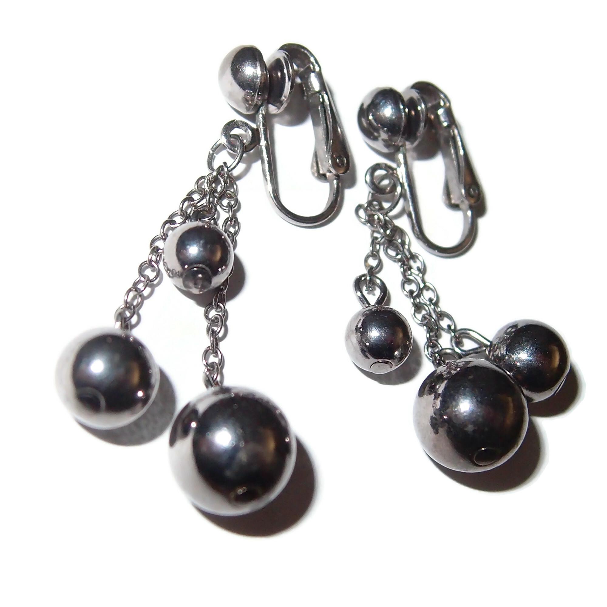 Ancienne Paire De Boucle D'oreille Pendante Argent Massif createur Clips