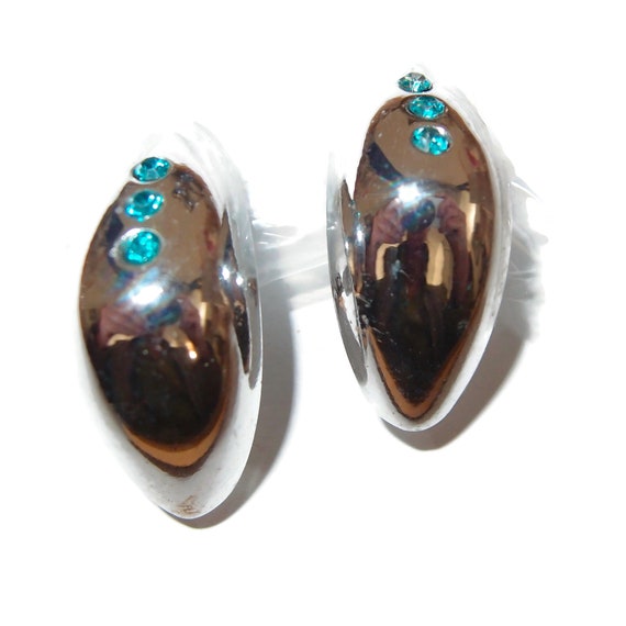 BLOWOUT SALE Unique Vintage Earrings Turquoise Rh… - image 3