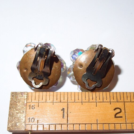 Aurora Borealis Crystal Clip-on Vintage Earrings - image 3