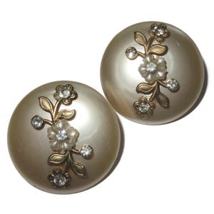 GROSSE Knopf Strass Blume Ohrclips