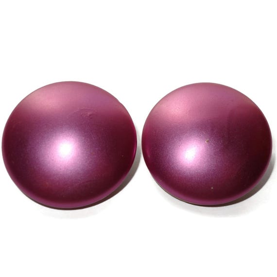 Large Fuchsia Button 50s Earrings - image 2