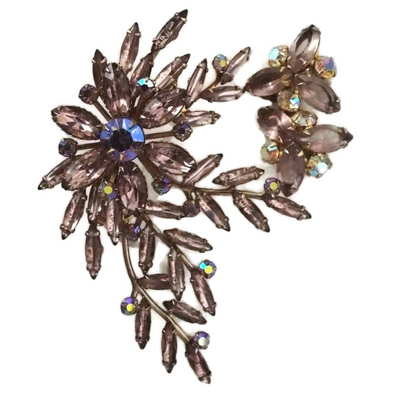 BLOWOUT SALE 4" Spiked Lavender Floral Brooch and… - image 2