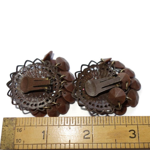 LARGE Brown Plastic Bead Dangle Earrings - image 3