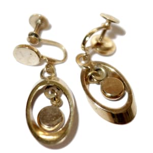 Vintage Screw-back Gold-tone Dangle Earrings