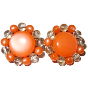 Vintage Perlen Ohrclips orange Perlen