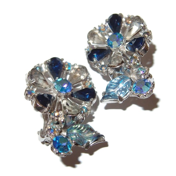 LARGE Dimensional Fruit Salad Blue Rhinestone Vin… - image 3