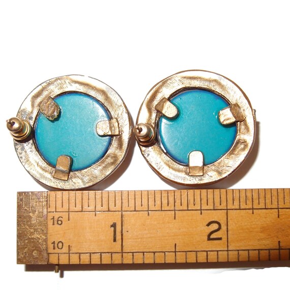 BLOWOUT SALE Chunky Blue Center Vintage Earrings - image 3