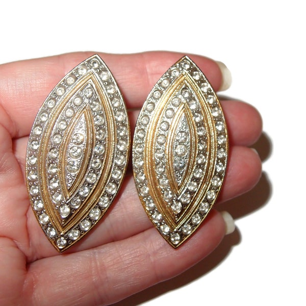 Rare JOAN COLLINS Large Rhinestone Clip-on Earrings