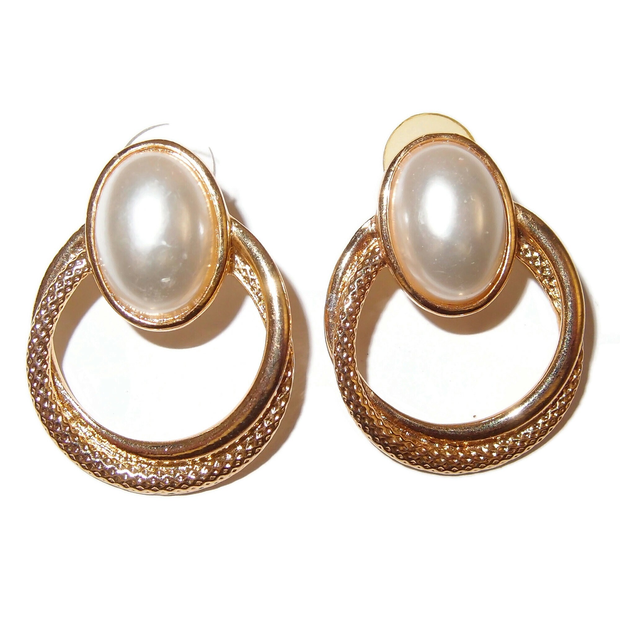 Orecchini A Clip In Argento Con Perla A Goccia – Cerchio Retrò, Regolabili A Vite, Moda Vintage