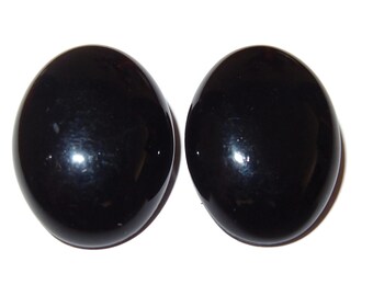 LARGE Black Oval 60s Clip-on Earrings