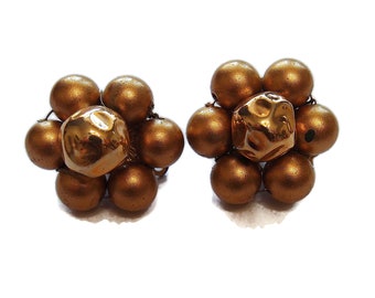 BLOWOUT SALE Japan Gold Bead Cluster Earrings