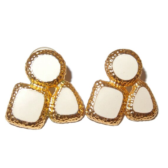 White Enamel Circle, Square, Triangle Shape Post … - image 2