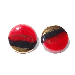 Artistic Red Enamel Ceramic Clip-on Earrings