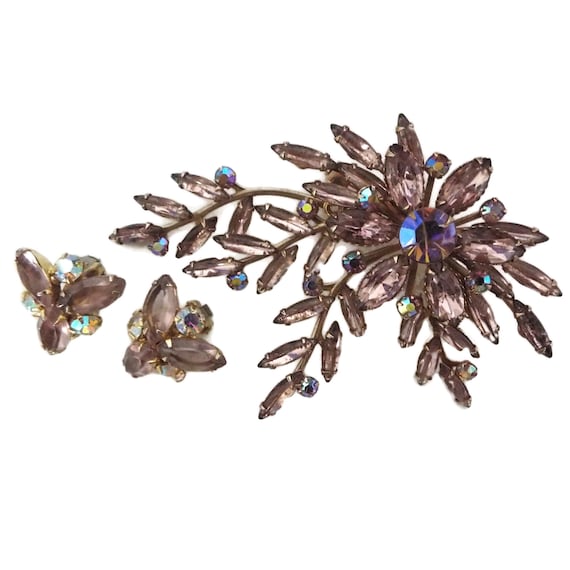 BLOWOUT SALE 4" Spiked Lavender Floral Brooch and… - image 1