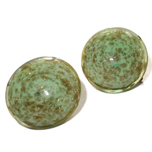 ITALY Green and Gold-stone Glass Earrings