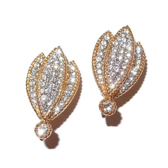 Pave' Rhinestone CINER Vintage Clip-on Earrings