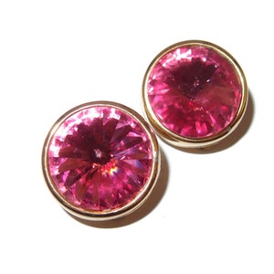 Pink Kaleidoscope Cut Crystal Vintage Clip-on Earrings