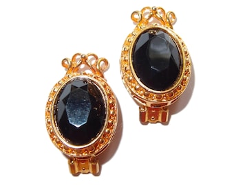 Boucles d'oreilles clip cabochon en fausses perles émaillées