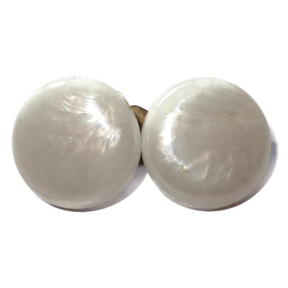 Peralized White Button Earrings - image 1