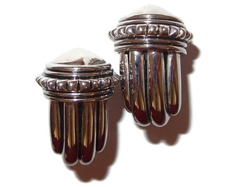Chunky Domed 90s Silver-tone Clip-on Earrings