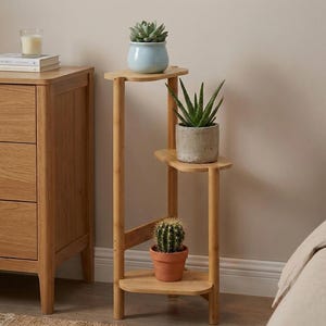 Bamboo Corner Plant Stand | 3-Tier Indoor Plant Display