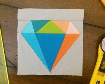 Gemology Quilt Block | Diamond Paper Pieced Blockmuster