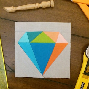 Gemology Quilt Block | Diamond Paper Pieced Block Pattern