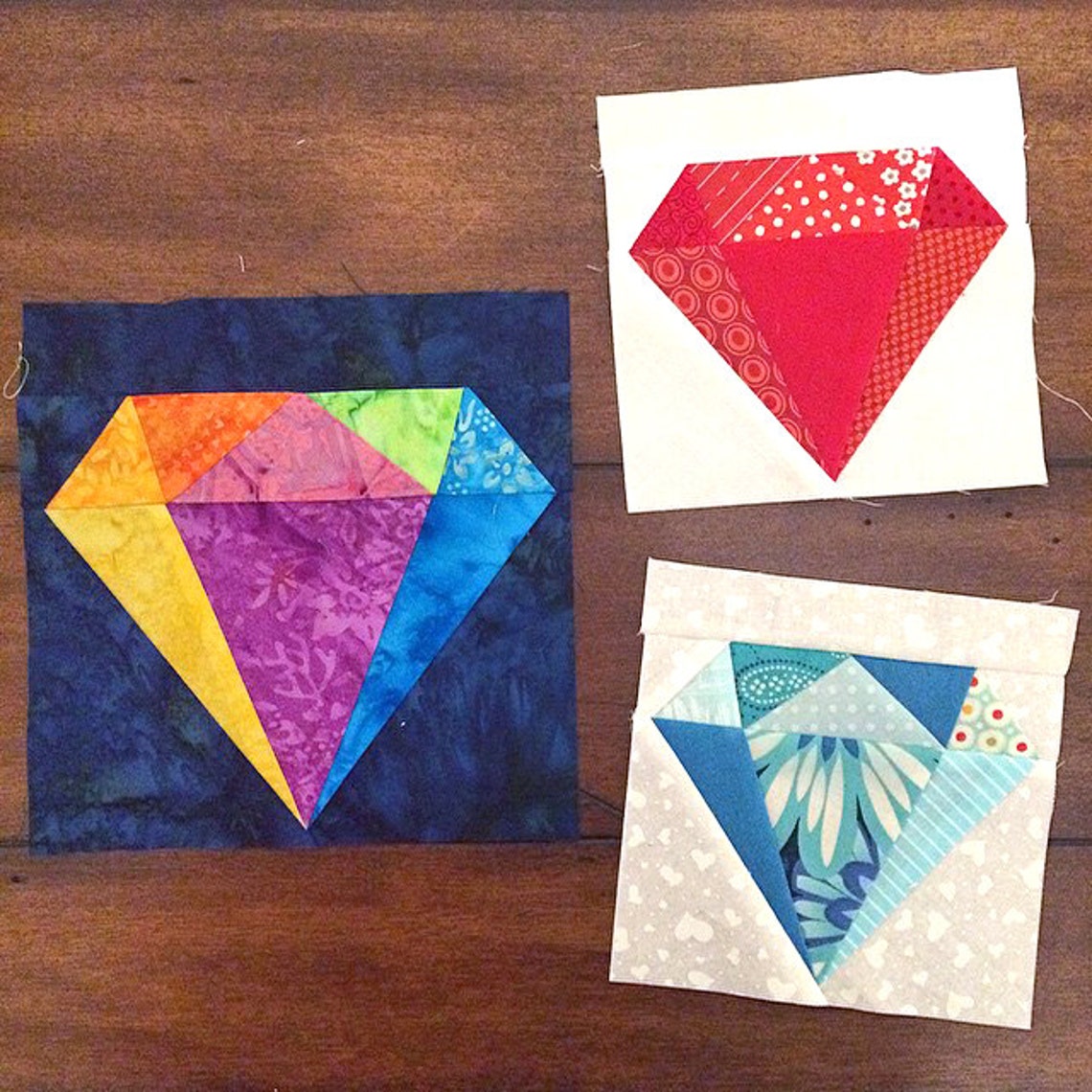 Gemology Quilt Block Diamond Paper Pieced Block Pattern Etsy