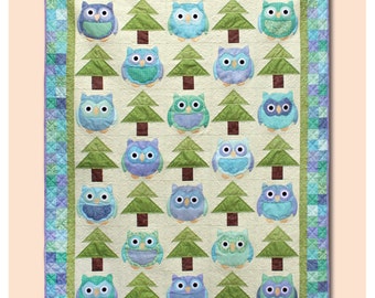 Whooo's There – Owl Quilt Pattern – Machine Applique Quilt Pattern