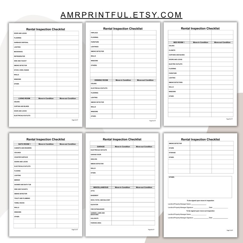 Rental Property Inspection Report Checklist (printable PDF & Editable ...