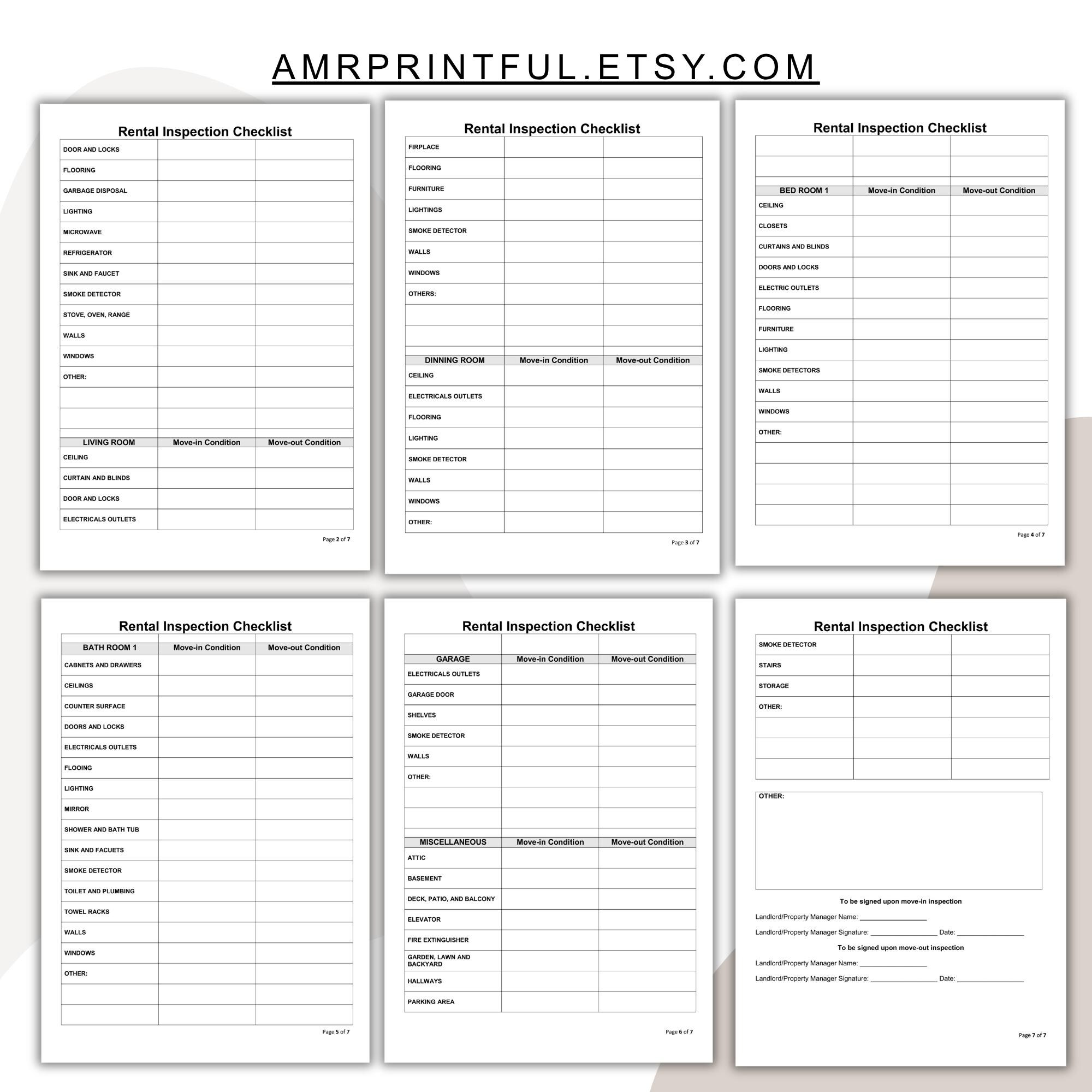 Rental Property Inspection Report Checklist (printable PDF & Editable ...
