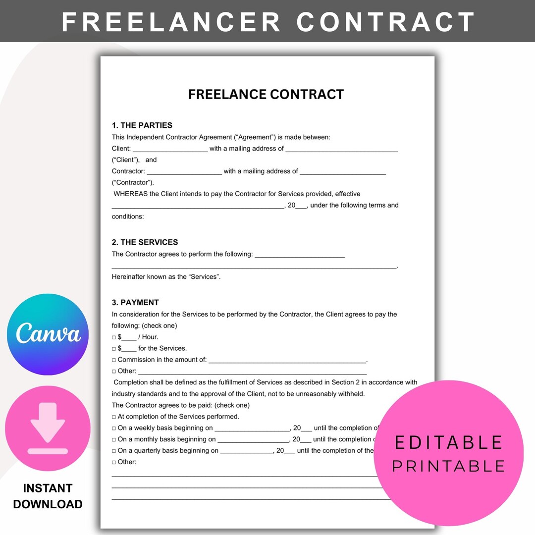 Freelance Contract Template, Freelancer Client Agreement, Freelance ...