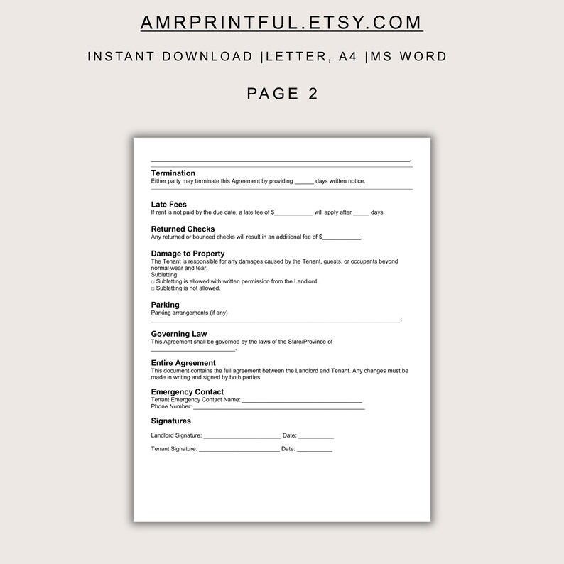 Basic Rental Agreement Template | Printable & Fillable Lease Form ...
