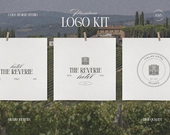 Hotel Logo Branding Kit - Luxus Unternehmensidentität, Canva Template (Bonus Hotel Menu)