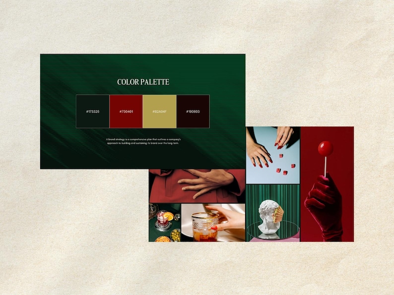 Business statistics slide with data visualization charts. Annual review layout to show profit growth and brand loyalty metrics