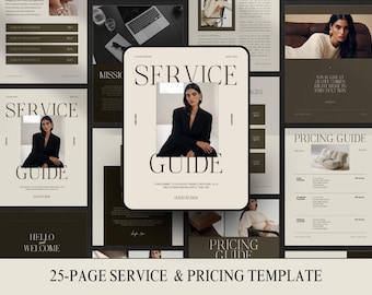 25-seitige Canva Service & Pricing Broschüre: Professionelles Template für SMM, Beratung, Coaching, Virtuelle Assistenten und Inhalt Ersteller