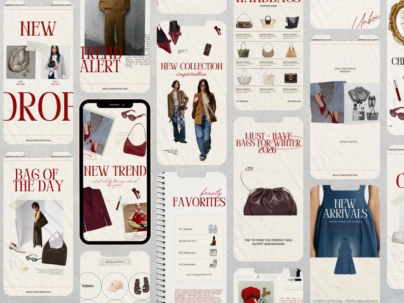 Closeup of editable Canva templates showing typography and photo frames. Simple and modern design for Blogger Template branding.