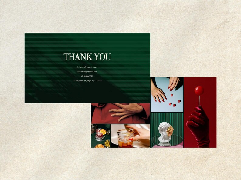 Elegant serif font details in burgundy color. Dark academia style aesthetic for high-end professional presentations