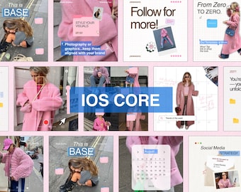 135 plantillas para crear contenido de Instagram para iOS Core, publicaciones de marketing digital, historias para administradores de redes sociales, plantillas estéticas de Instagram, contenido generado por el usuario (CGU)